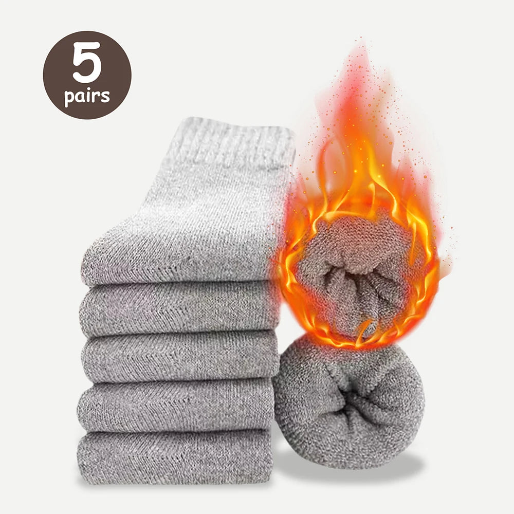 Men's Thick Warm Socks (3/5 Pairs) 🧦❄️ | Anti-Cold Towel Mid-Calf Snow Boot Socks