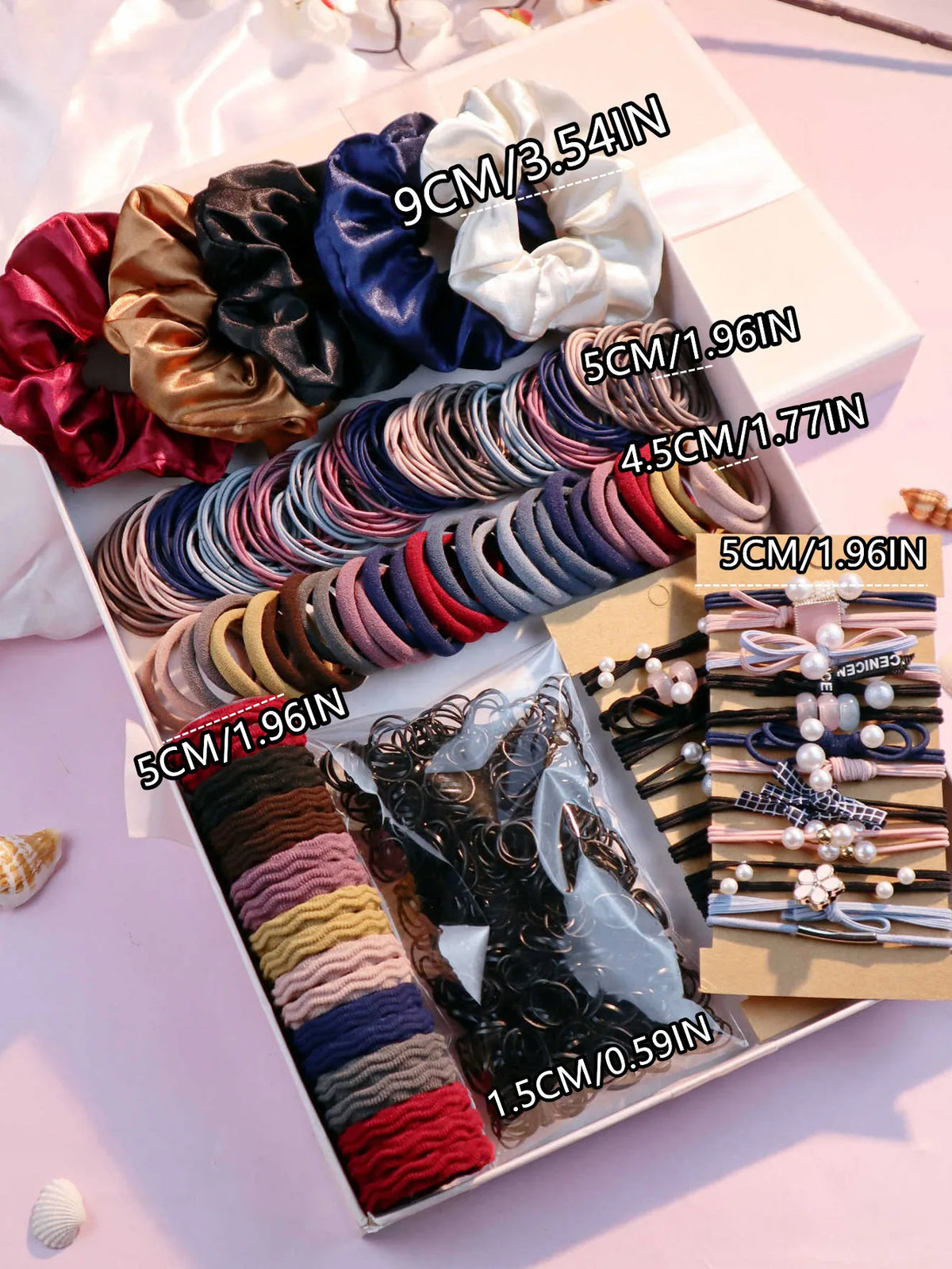 Dark Hair Accessories Ultimate Set 🖤 | 1085+ Scrunchies, Hair Ties & Bands