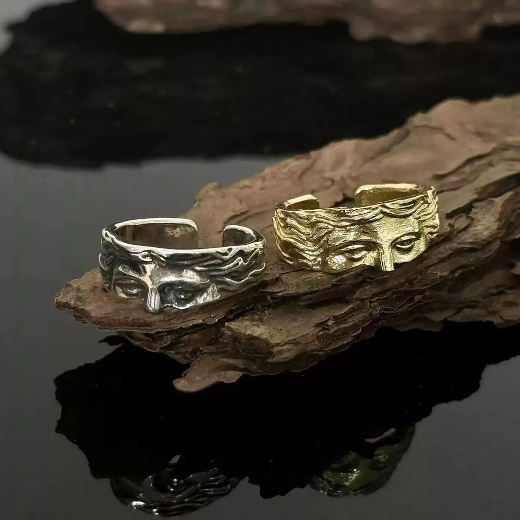 Venus Half Mask Vintage Ring 💍✨ | Creative Carved Adjustable Opening Fashion Jewelry for Men