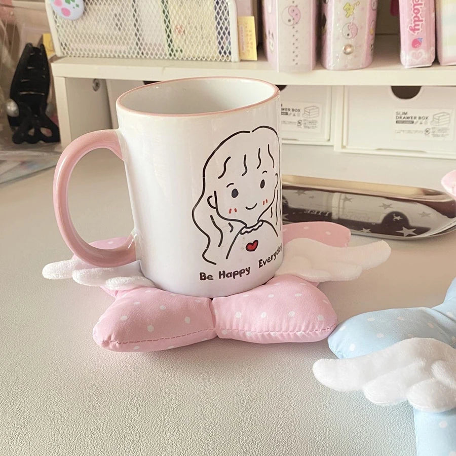 Cute Polka Dot Insulated Cup Coaster 🌟✨ | Thickened Star Wings Cotton Non-Slip Table Mat
