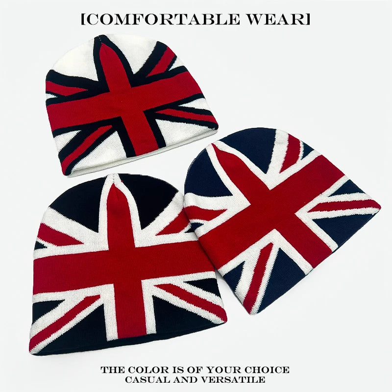 Union Jack Jacquard Knit Beanie 🇬🇧✨ | Warm Versatile Streetwear Hat for Men & Women