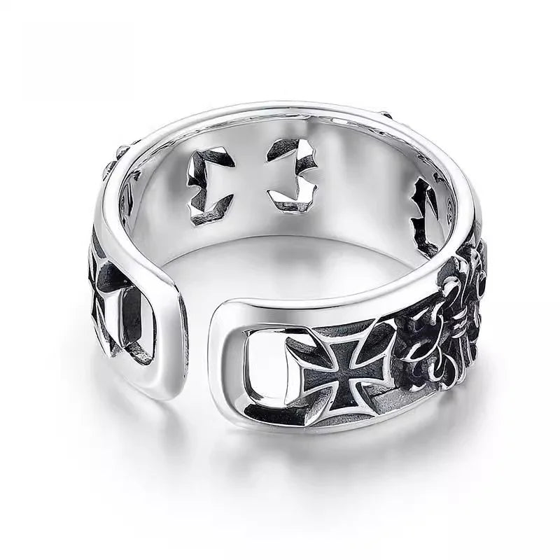 1Pcs Bague Homme Rings Cross Figure Para Hombres Jewelry Vintage Y2k Anel Punk Gothic Couple Ring Adjustable Nuevo En Anill