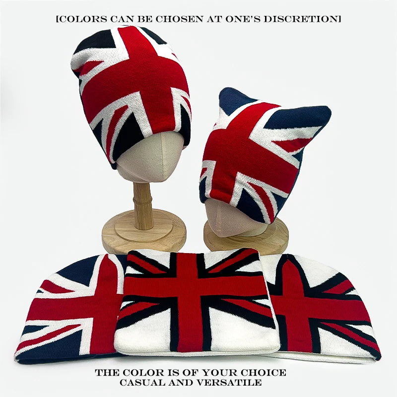 Union Jack Jacquard Knit Beanie 🇬🇧✨ | Warm Versatile Streetwear Hat for Men & Women