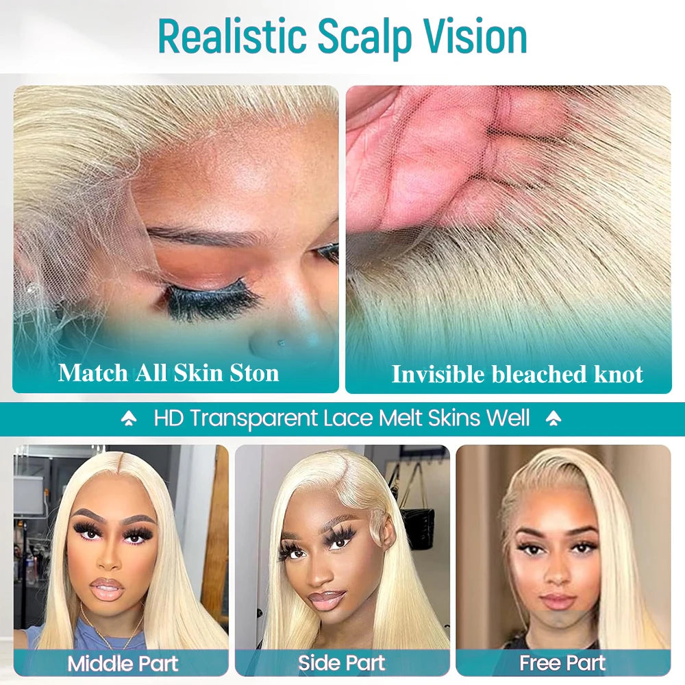 613 Blonde HD Lace Front Wig 46" 👱‍♀️✨ | 13x4 13x6 Transparent Full Lace Straight Human Hair Wig