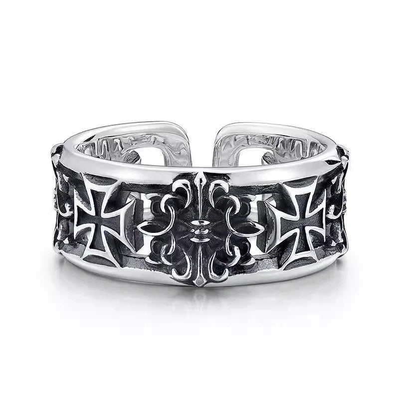 1Pcs Bague Homme Rings Cross Figure Para Hombres Jewelry Vintage Y2k Anel Punk Gothic Couple Ring Adjustable Nuevo En Anill