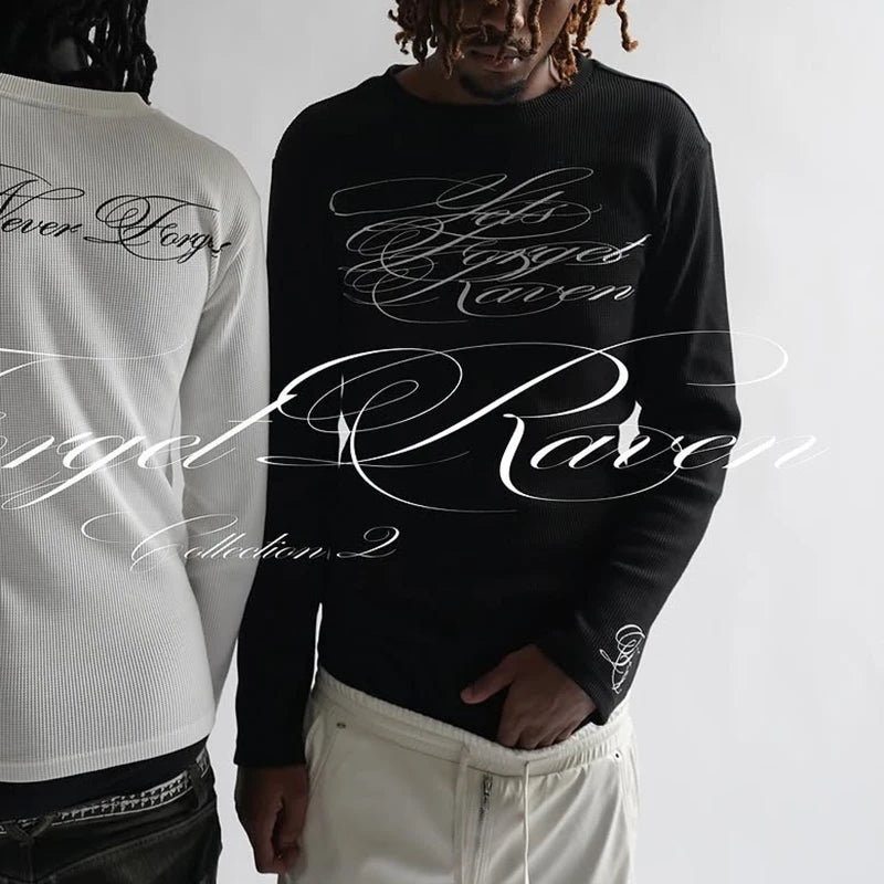 Y2K Dark Retro Graphic Long Sleeve Tee 💀✨ | American Gothic Trendy Streetwear Top for Casual Wear