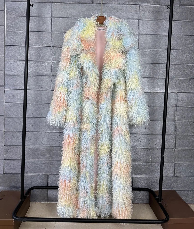 Faux Fur Long Overcoat 🤍 | Women's Luxe Suit Collar Winter Coat