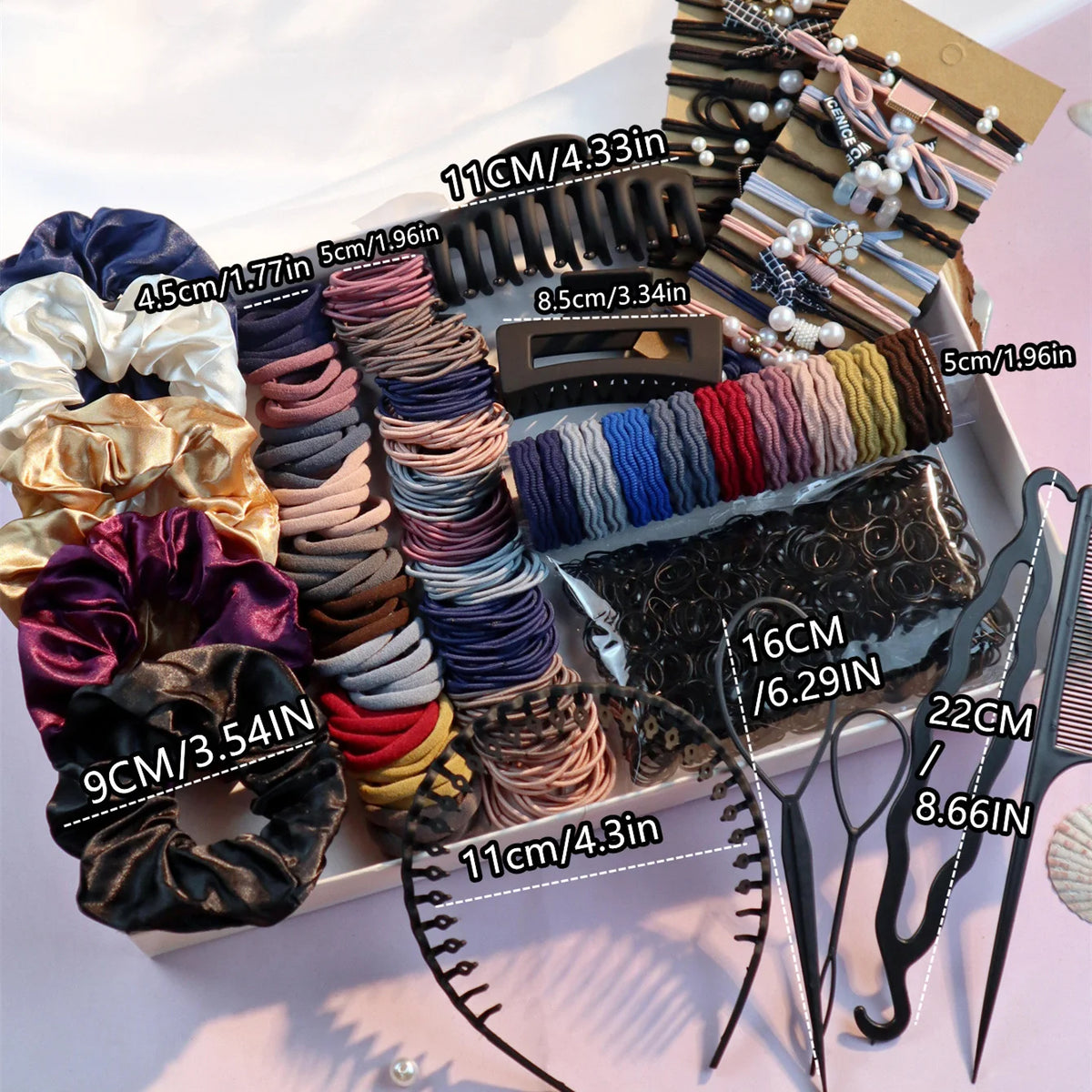Women's Hair Accessories Set 🌸✨ | Scrunchies, Hair Ties, Bands & Hoop Hairstyling Kit