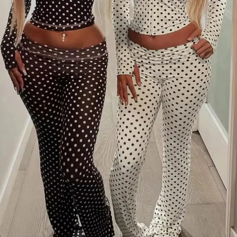 Y2K Individuality Polka Dot Letter Print Pants Woman Tracksuit Trend Sexy Jogging Pants Pants Skinny Stretch Matching Streetwear