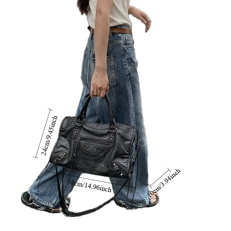 City Motorcycle Shoulder Bag Tote Bag for Women Luxury Designer 2026 Autumn and Winter Handbag Crossbody Large Capacity