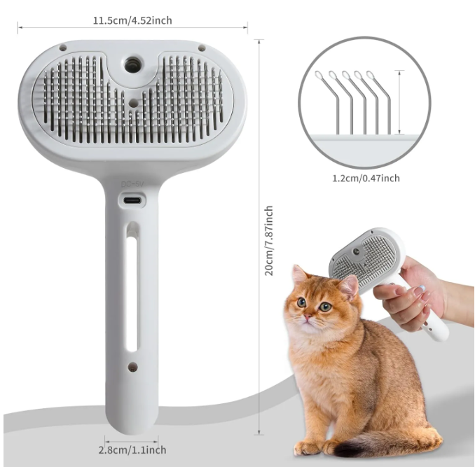 Pet Hair Spray Brush 🐾✨ | 2-in-1 Grooming Sprayer & Comb for Dogs & Cats