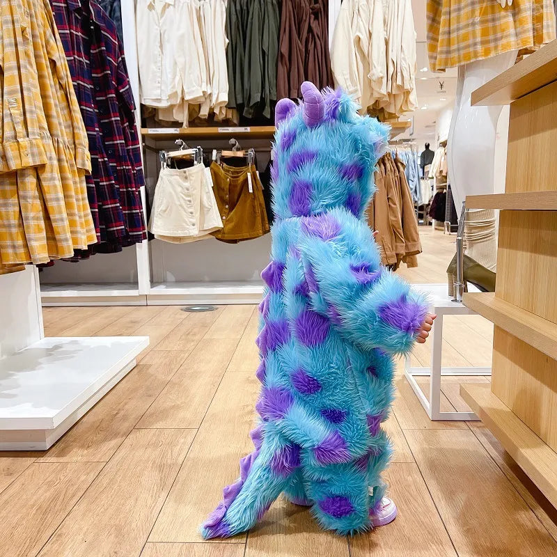 Monsters Inc Baby Jumpsuit 🐾✨ | Hooded Zip-Up Romper for Newborns & Infants